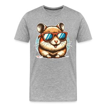 Hamster - Männer Premium Bio T-Shirt - Grau meliert - Vorne - Damien (186cm)