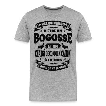 BOGOSSE ET CHARGE DE COMMUNICATION - T-shirt bio Premium Homme - gris chiné - Devant - Damien (186cm)