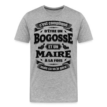 BOGOSSE ET MAIRE - T-shirt bio Premium Homme - gris chiné - Devant - Damien (186cm)