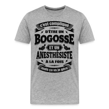 BOGOSSE ET ANESTHÉSISTE - T-shirt bio Premium Homme - gris chiné - Devant - Damien (186cm)
