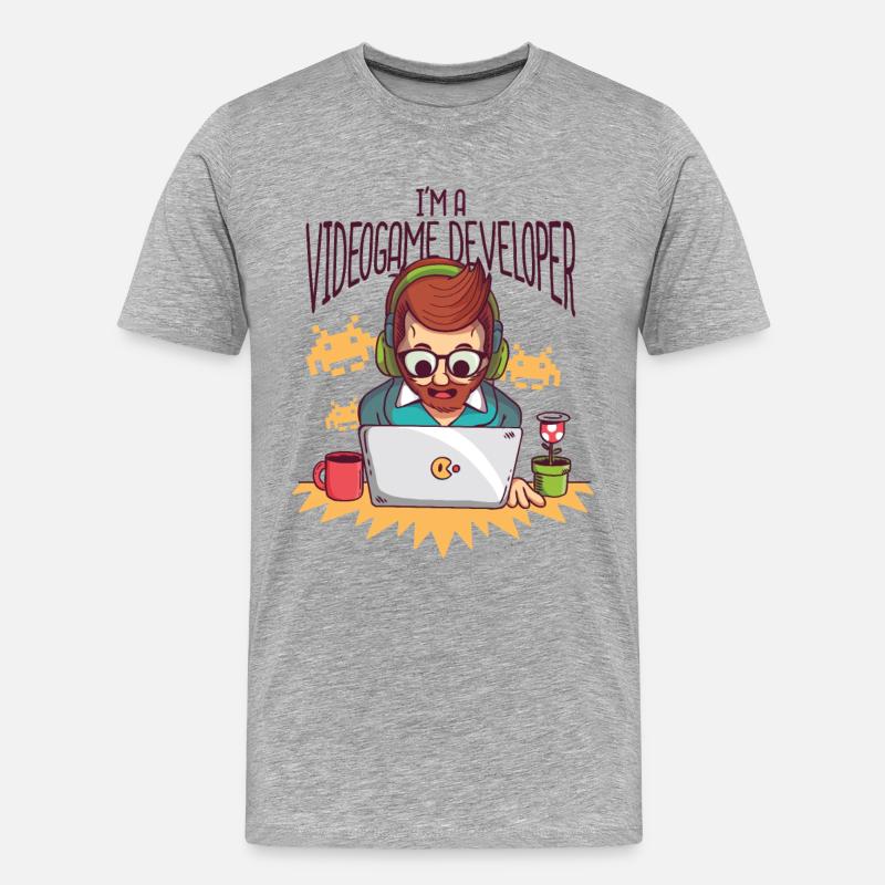 Videospiel Entwickler - Videogame Developer - Männer Premium Bio T-Shirt - Grau meliert