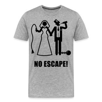 Pas d’échappatoire! (Mariage / Marié / Enterrement de vie de garçon) - T-shirt bio Premium Homme - gris chiné - Devant - Damien (186cm)