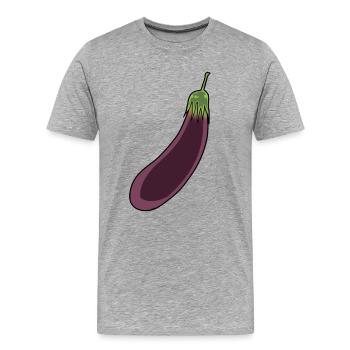 Aubergine Gemüse Vitamine kochen Küche Vegetarisch - Männer Premium Bio T-Shirt - Grau meliert - Vorne - Damien (186cm)
