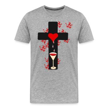 Rituel Occulte Croix Dark Halloween Satan Vaudou - T-shirt bio Premium Homme - gris chiné - Devant - Damien (186cm)