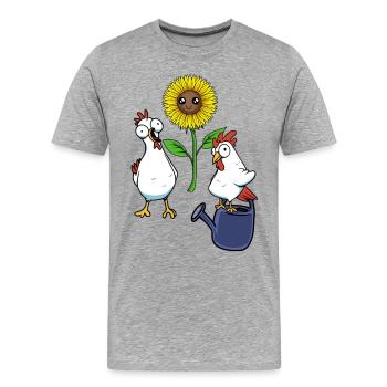 poulets, jardinier amateur, jardinage, jardinage, fleur - T-shirt bio Premium Homme - gris chiné - Devant - Damien (186cm)
