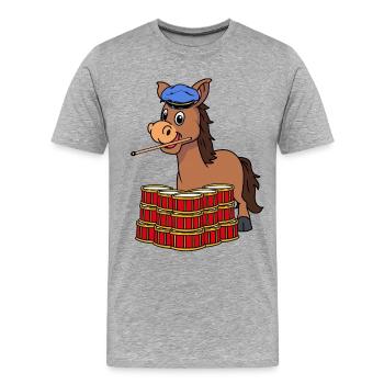 Batteur, Âne, Tambour, Musicien, Musique Tambour - T-shirt bio Premium Homme - gris chiné - Devant - Damien (186cm)