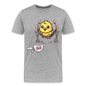 Poussin Pâques Enfants Enfant Coquille d’oeuf Bébé Poulet - T-shirt bio Premium Homme - gris chiné - Devant - Damien (186cm)