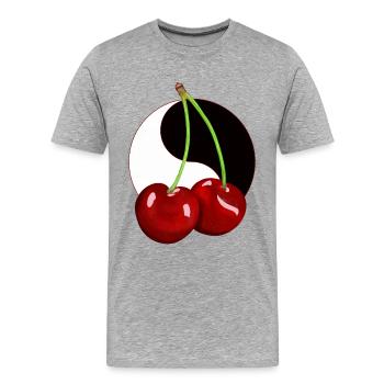 Rockabilly rétro Vintage Cerisier Fruit - T-shirt bio Premium Homme - gris chiné - Devant - Damien (186cm)
