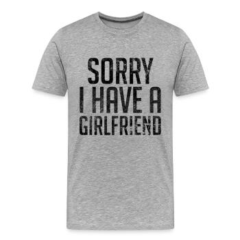Désolé j'ai une petite amie - T-shirt bio Premium Homme - gris chiné - Devant - Damien (186cm)