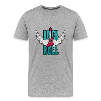 Rock and Roll avec des ailes - T-shirt bio Premium Homme - gris chiné - Devant - Damien (186cm)
