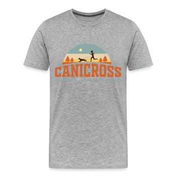 canicross, canicross Pfad, Hunde - Männer Premium Bio T-Shirt - Grau meliert - Vorne - Damien (186cm)