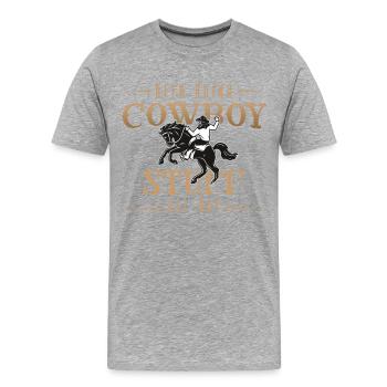 Cowboy, rodéo cowboy, pays, - T-shirt bio Premium Homme - gris chiné - Devant - Damien (186cm)