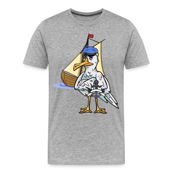 Seefahrer Seemann Schifffahrt maritim Kapitän Ahoi - Männer Premium Bio T-Shirt - Grau meliert - Vorne - Damien (186cm)