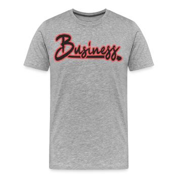 business influencer money firma boss chef - Männer Premium Bio T-Shirt - Grau meliert - Vorne - Damien (186cm)