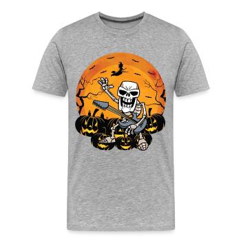 Gespenstischer Rockband-gitarrist - Männer Premium Bio T-Shirt - Grau meliert - Vorne - Damien (186cm)