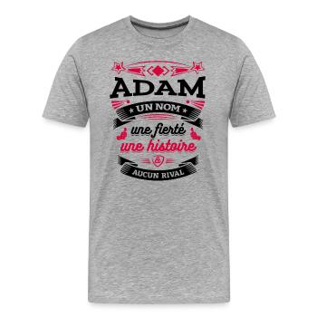 ADAM UN NOM UNE FIERTÉ AUCUN RIVAL - T-shirt bio Premium Homme - gris chiné - Devant - Damien (186cm)