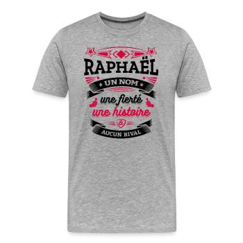 RAPHAËL UN NOM UNE FIERTÉ AUCUN RIVAL - T-shirt bio Premium Homme - gris chiné - Devant - Damien (186cm)