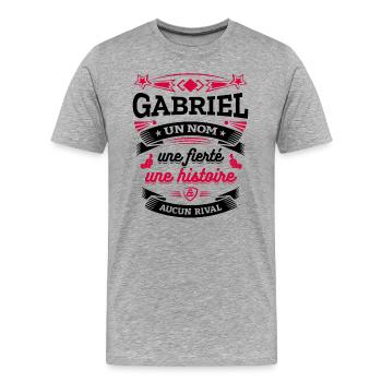 GABRIEL UN NOM UNE FIERTÉ AUCUN RIVAL - T-shirt bio Premium Homme - gris chiné - Devant - Damien (186cm)