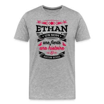 ETHAN UN NOM UNE FIERTÉ AUCUN RIVAL - T-shirt bio Premium Homme - gris chiné - Devant - Damien (186cm)