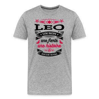 LEO UN NOM UNE FIERTÉ AUCUN RIVAL - T-shirt bio Premium Homme - gris chiné - Devant - Damien (186cm)