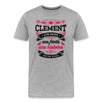 CLÉMENT UN NOM UNE FIERTÉ AUCUN RIVAL - T-shirt bio Premium Homme - gris chiné - Devant - Damien (186cm)