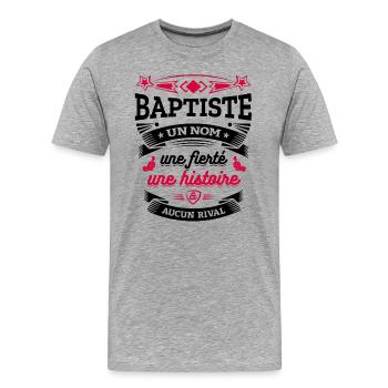 BAPTISTE UN NOM UNE FIERTÉ AUCUN RIVAL - T-shirt bio Premium Homme - gris chiné - Devant - Damien (186cm)