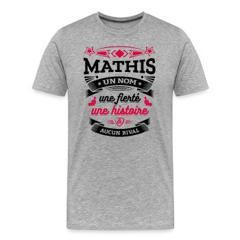 MATHIS UN NOM UNE FIERTÉ AUCUN RIVAL - T-shirt bio Premium Homme - gris chiné - Devant - Damien (186cm)