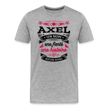 AXEL UN NOM UNE FIERTÉ AUCUN RIVAL - T-shirt bio Premium Homme - gris chiné - Devant - Damien (186cm)