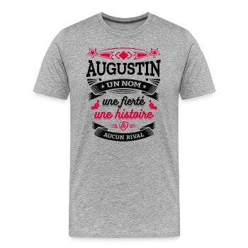 AUGUSTIN UN NOM UNE FIERTÉ AUCUN RIVAL - T-shirt bio Premium Homme - gris chiné - Devant - Damien (186cm)