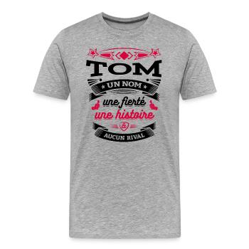 TOM UN NOM UNE FIERTÉ AUCUN RIVAL - T-shirt bio Premium Homme - gris chiné - Devant - Damien (186cm)
