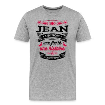 JEAN UN NOM UNE FIERTÉ AUCUN RIVAL - T-shirt bio Premium Homme - gris chiné - Devant - Damien (186cm)