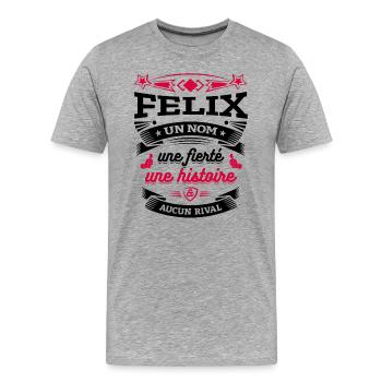 FELIX UN NOM UNE FIERTÉ AUCUN RIVAL - T-shirt bio Premium Homme - gris chiné - Devant - Damien (186cm)