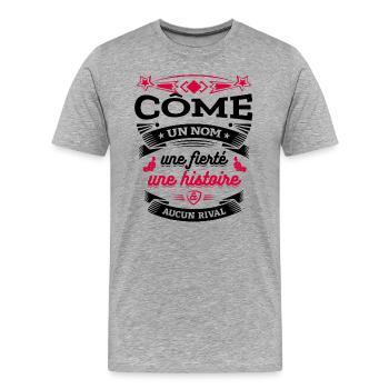 CÔME UN NOM UNE FIERTÉ AUCUN RIVAL - T-shirt bio Premium Homme - gris chiné - Devant - Damien (186cm)