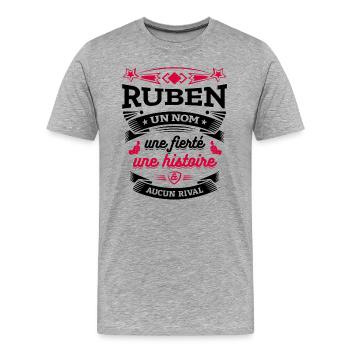 RUBEN UN NOM UNE FIERTÉ AUCUN RIVAL - T-shirt bio Premium Homme - gris chiné - Devant - Damien (186cm)