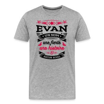 EVAN UN NOM UNE FIERTÉ AUCUN RIVAL - T-shirt bio Premium Homme - gris chiné - Devant - Damien (186cm)