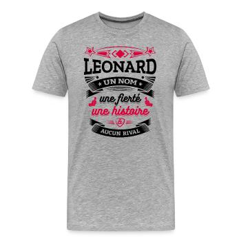 LEONARD UN NOM UNE FIERTÉ AUCUN RIVAL - T-shirt bio Premium Homme - gris chiné - Devant - Damien (186cm)