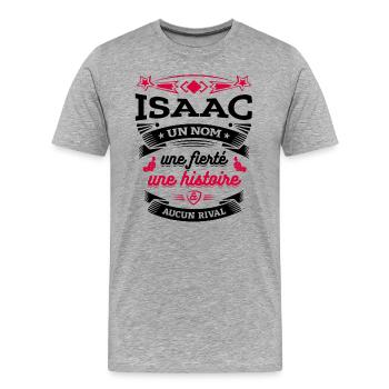 ISAAC UN NOM UNE FIERTÉ AUCUN RIVAL - T-shirt bio Premium Homme - gris chiné - Devant - Damien (186cm)