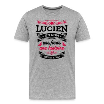 LUCIEN UN NOM UNE FIERTÉ AUCUN RIVAL - T-shirt bio Premium Homme - gris chiné - Devant - Damien (186cm)
