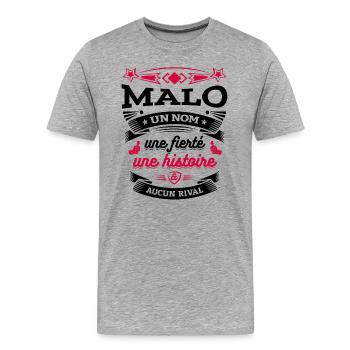 MALO UN NOM UNE FIERTÉ AUCUN RIVAL - T-shirt bio Premium Homme - gris chiné - Devant - Damien (186cm)
