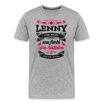 LENNY UN NOM UNE FIERTÉ AUCUN RIVAL - T-shirt bio Premium Homme - gris chiné - Devant - Damien (186cm)