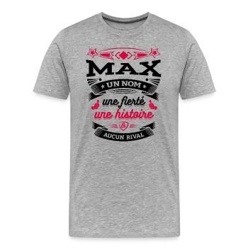 MAX UN NOM UNE FIERTÉ AUCUN RIVAL - T-shirt bio Premium Homme - gris chiné - Devant - Damien (186cm)