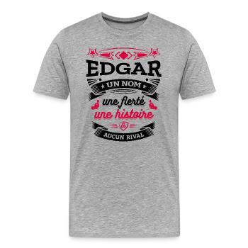 EDGAR UN NOM UNE FIERTÉ AUCUN RIVAL - T-shirt bio Premium Homme - gris chiné - Devant - Damien (186cm)