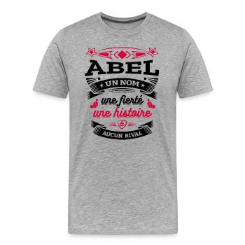 ABEL UN NOM UNE FIERTÉ AUCUN RIVAL - T-shirt bio Premium Homme - gris chiné - Devant - Damien (186cm)