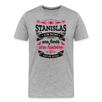 STANISLAS UN NOM UNE FIERTÉ AUCUN RIVAL - T-shirt bio Premium Homme - gris chiné - Devant - Damien (186cm)