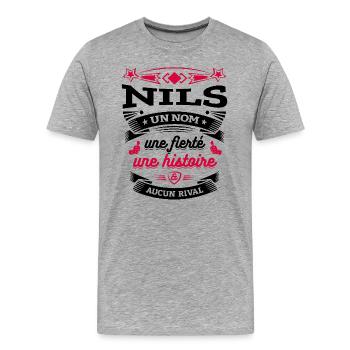 NILS UN NOM UNE FIERTÉ AUCUN RIVAL - T-shirt bio Premium Homme - gris chiné - Devant - Damien (186cm)