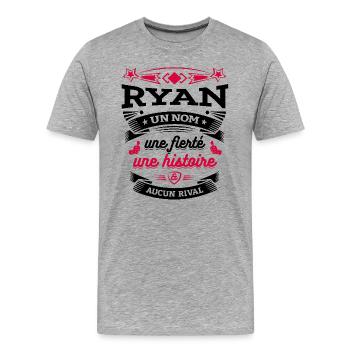 RYAN UN NOM UNE FIERTÉ AUCUN RIVAL - T-shirt bio Premium Homme - gris chiné - Devant - Damien (186cm)