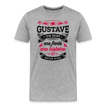 GUSTAVE UN NOM UNE FIERTÉ AUCUN RIVAL - T-shirt bio Premium Homme - gris chiné - Devant - Damien (186cm)