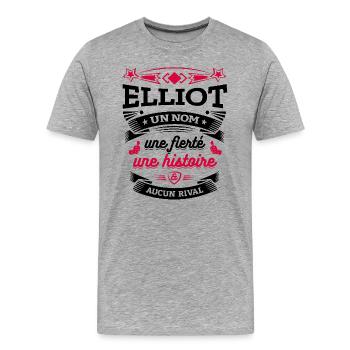 ELLIOT UN NOM UNE FIERTÉ AUCUN RIVAL - T-shirt bio Premium Homme - gris chiné - Devant - Damien (186cm)