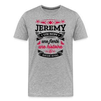 JEREMY UN NOM UNE FIERTÉ AUCUN RIVAL - T-shirt bio Premium Homme - gris chiné - Devant - Damien (186cm)