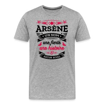 ARSÈNE UN NOM UNE FIERTÉ AUCUN RIVAL - T-shirt bio Premium Homme - gris chiné - Devant - Damien (186cm)